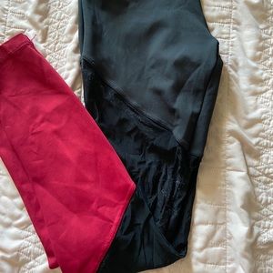 Mesh panel spandex athletic leggings